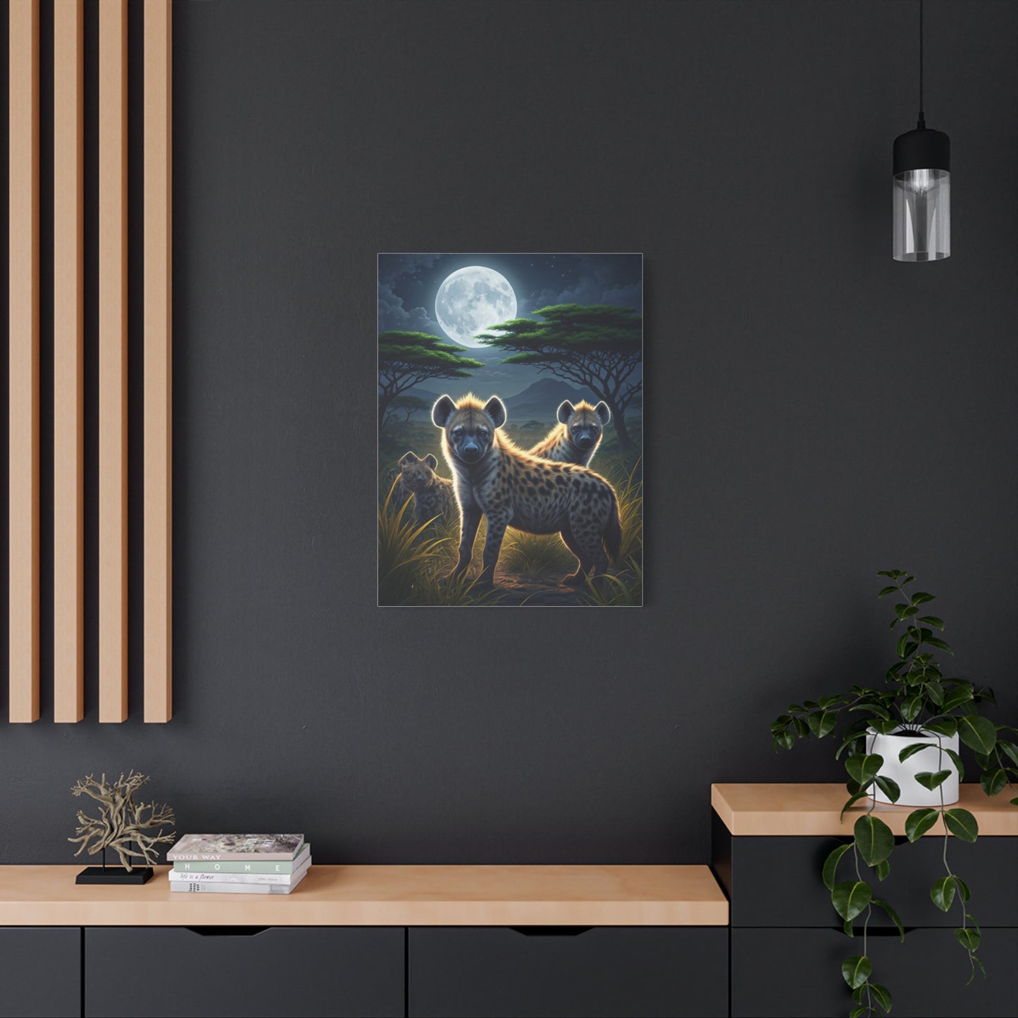 Moonlit Hyena Guardians Wall Art & Canvas Prints