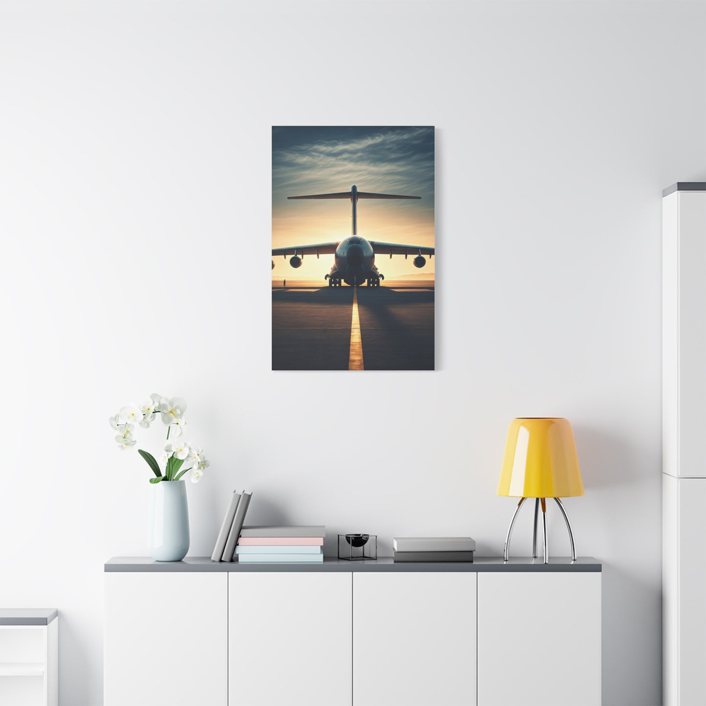 Golden Runway Departure Jet Wall Art & Canvas Prints