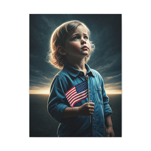 Child Holding Flag of Promise Wall Art & Canvas Prints