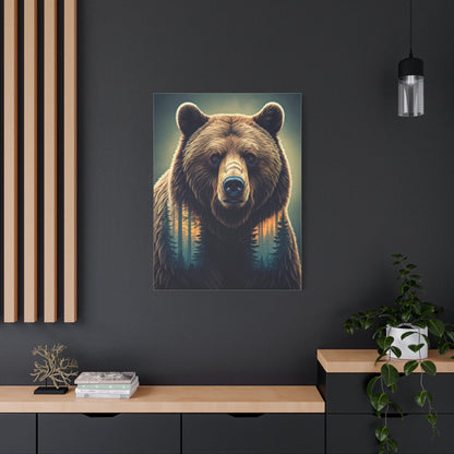 Double Exposure Forest Bear Wall Art & Canvas Prints