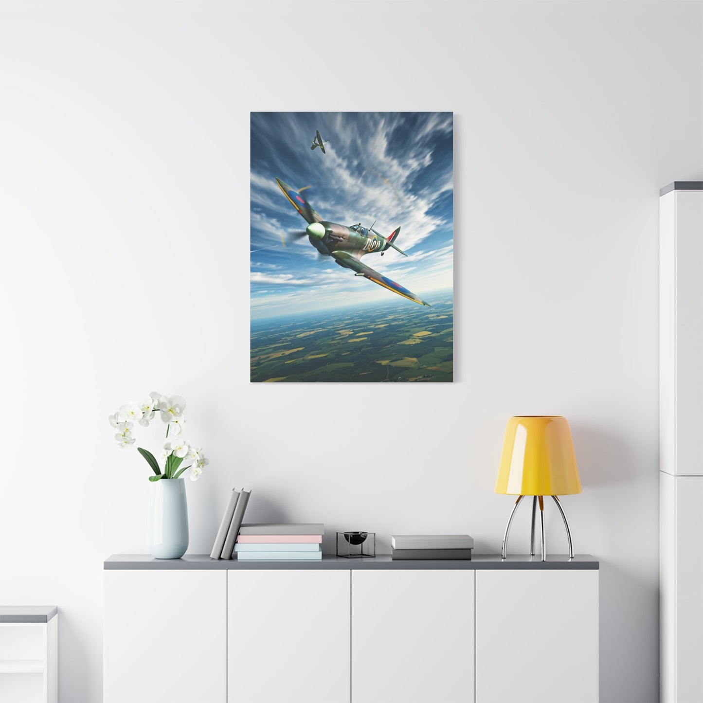 Vintage Warbird Flight Over Open Fields Wall Art & Canvas Prints