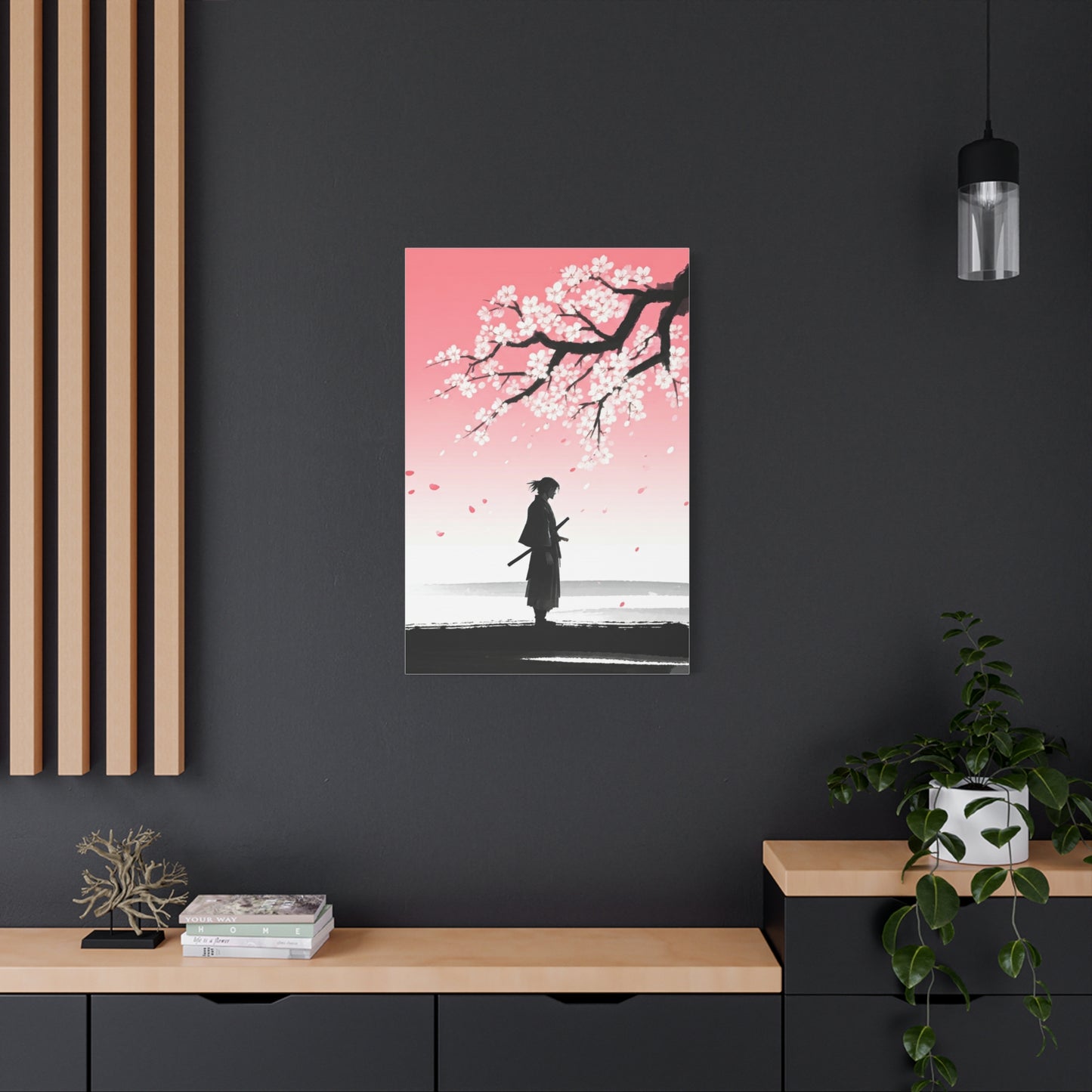 Samurai Under Falling Cherry Blossoms Wall Art & Canvas Prints