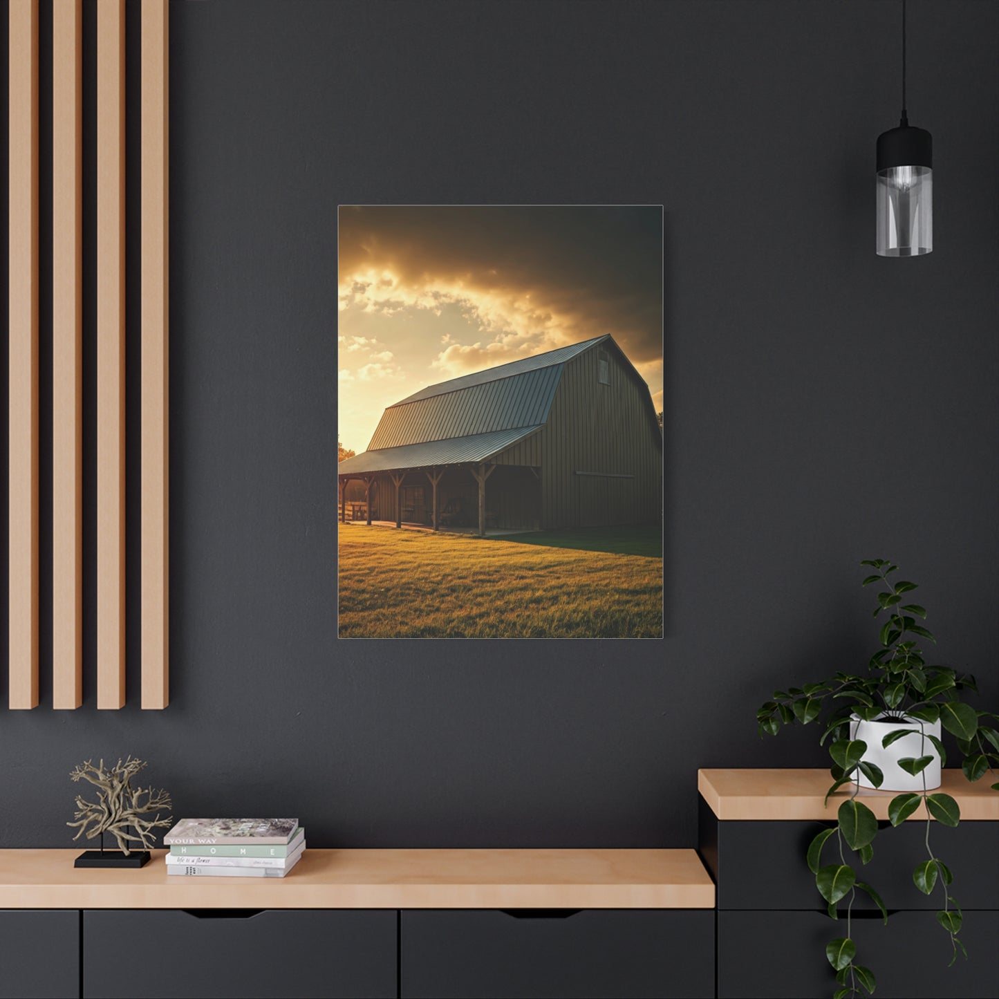 Golden Hour Farm Barn Landscape Wall Art & Canvas Prints
