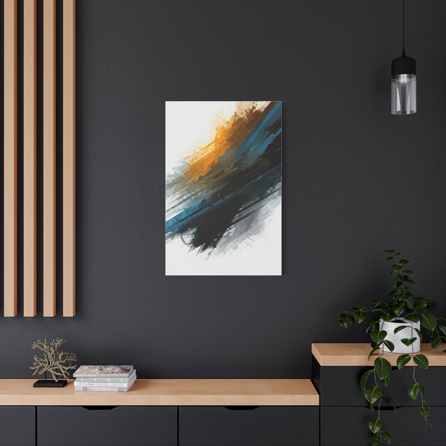 Gold and Blue Motion Abstract Wall Art & Canvas Prints