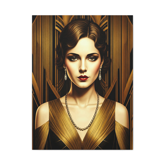 Golden Vintage Glamour Portrait Wall Art & Canvas Prints