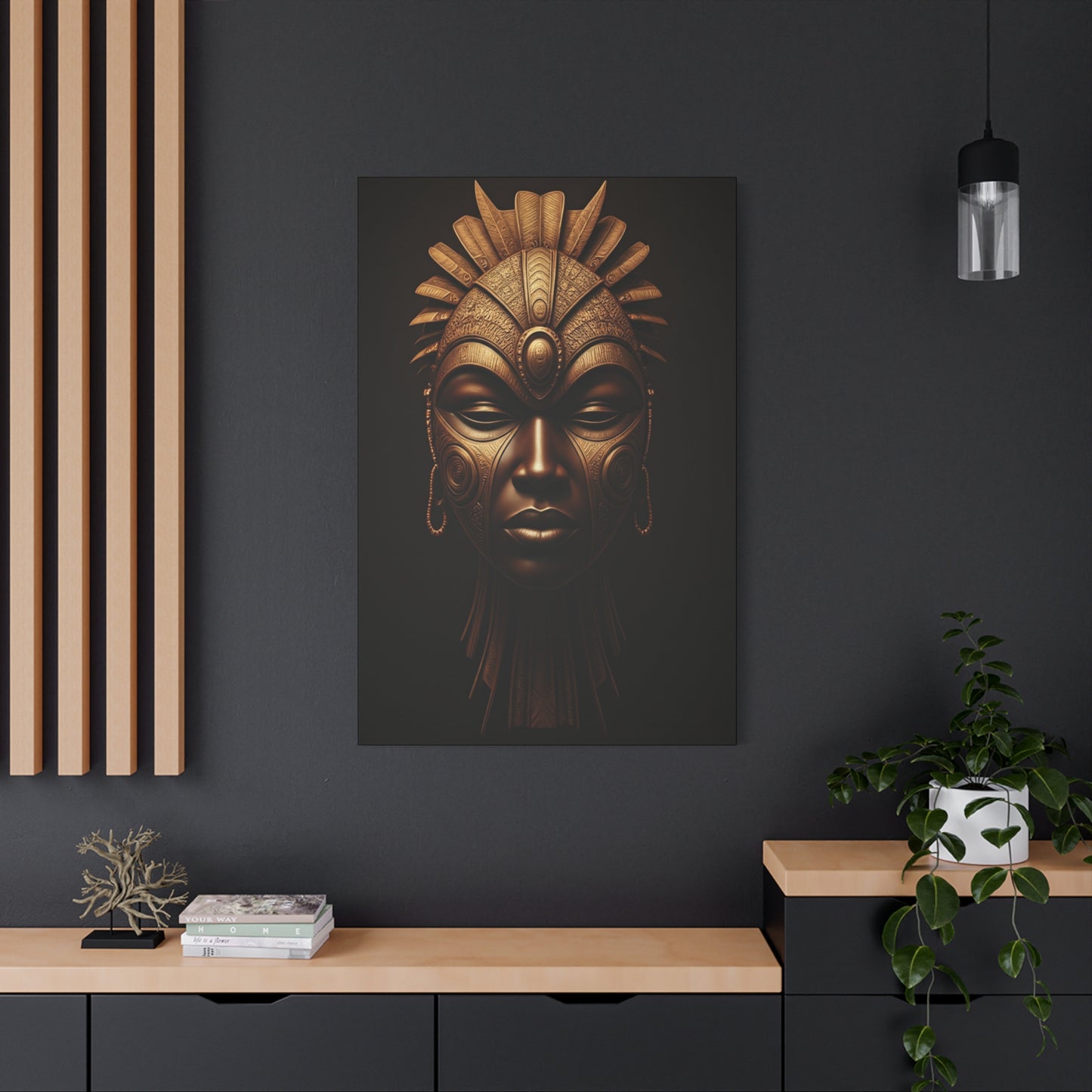 Golden Tribal Goddess Mask Wall Art & Canvas Prints
