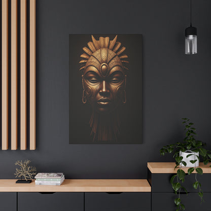 Golden Tribal Goddess Mask Wall Art & Canvas Prints