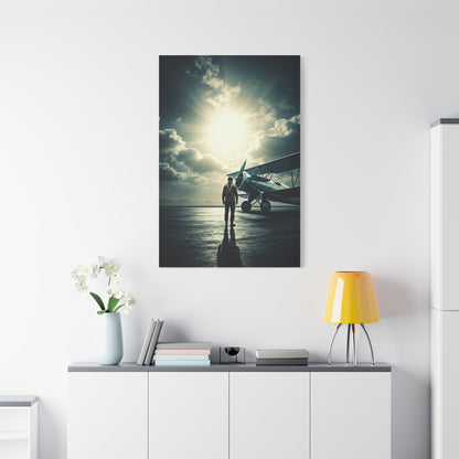 Lone Pilot and Aircraft Reflection Wall Art & Canvas Prints