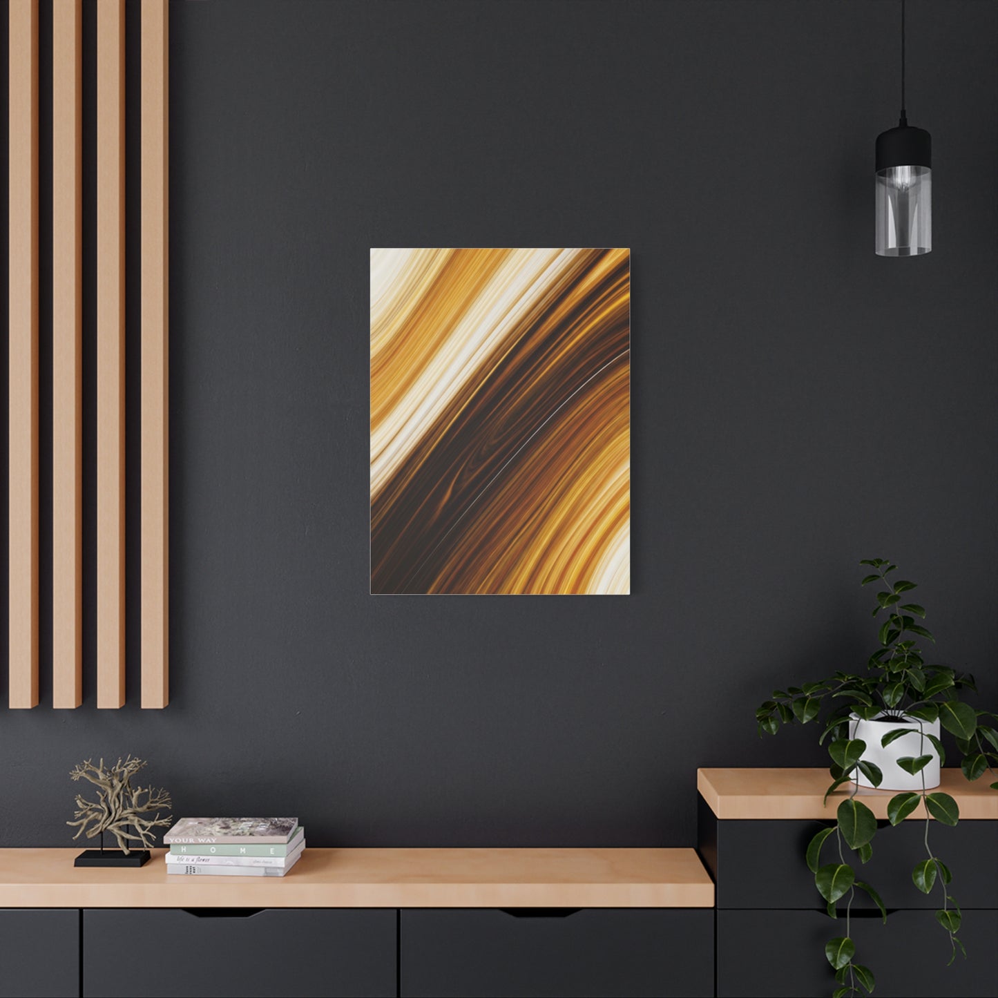 Dark Gold Stream Abstract Wall Art & Canvas Prints