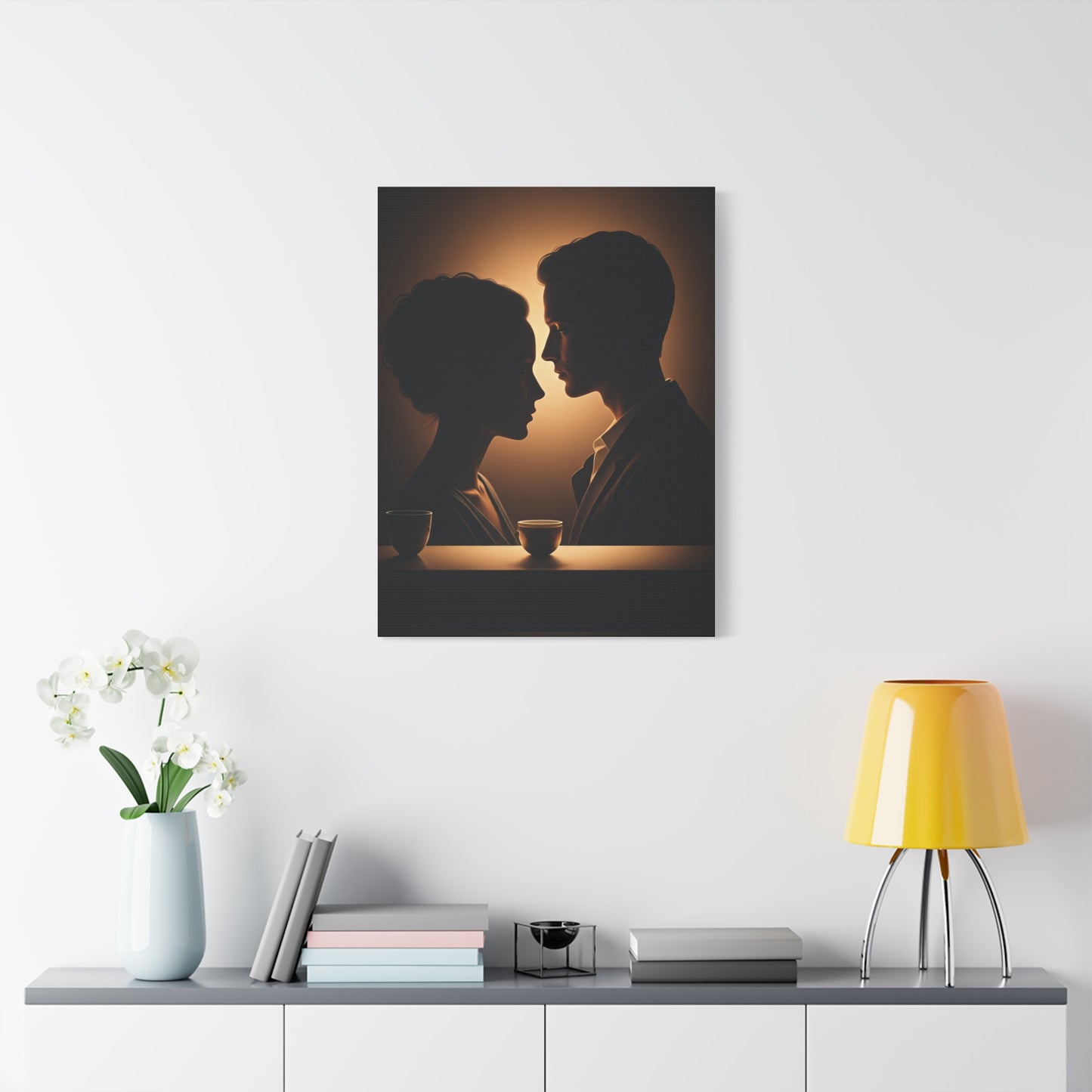 Intimate Silhouettes at Candlelit Table Wall Art & Canvas Prints