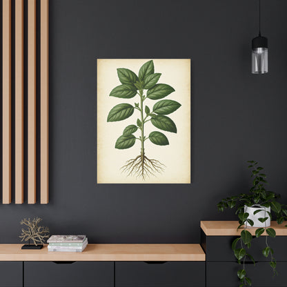 Basil Plant Herbal Illustration Wall Art & Canvas Prints