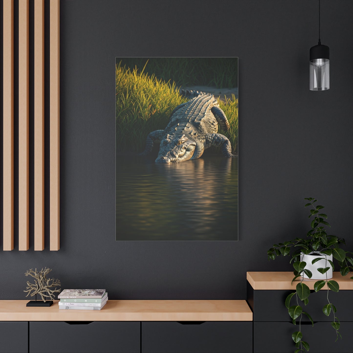 Crocodile Waterside Stillness Wall Art & Canvas Prints