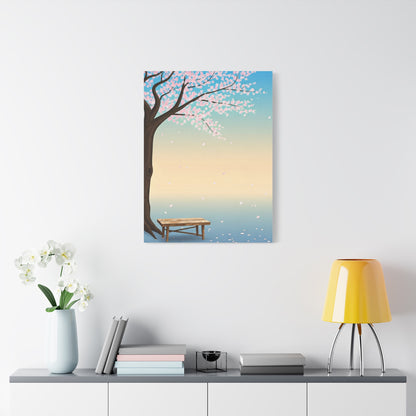 Minimal Sakura Tree With Bench Spring Serenity Wall Art & Canvas Prints