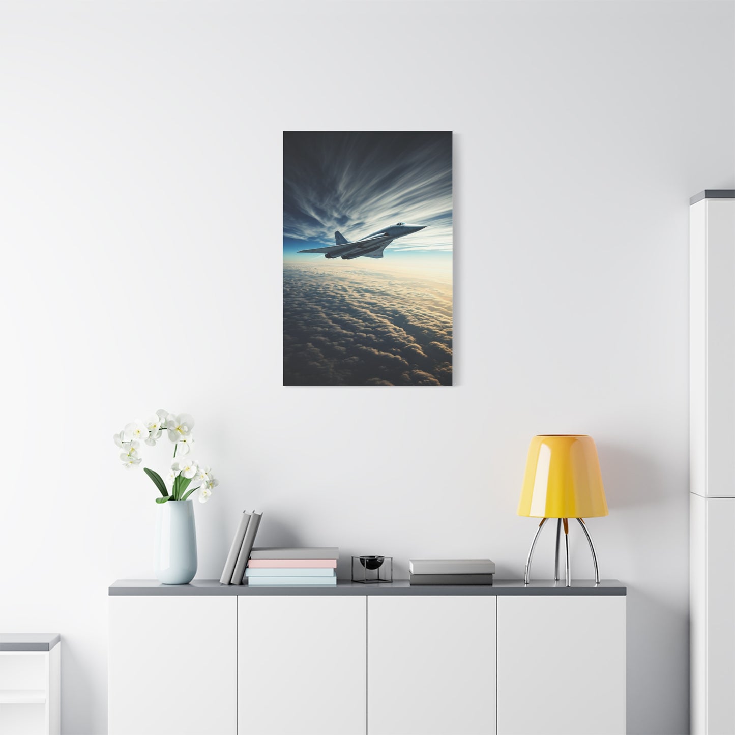 Lone Fighter Over Endless Clouds Wall Art & Canvas Prints