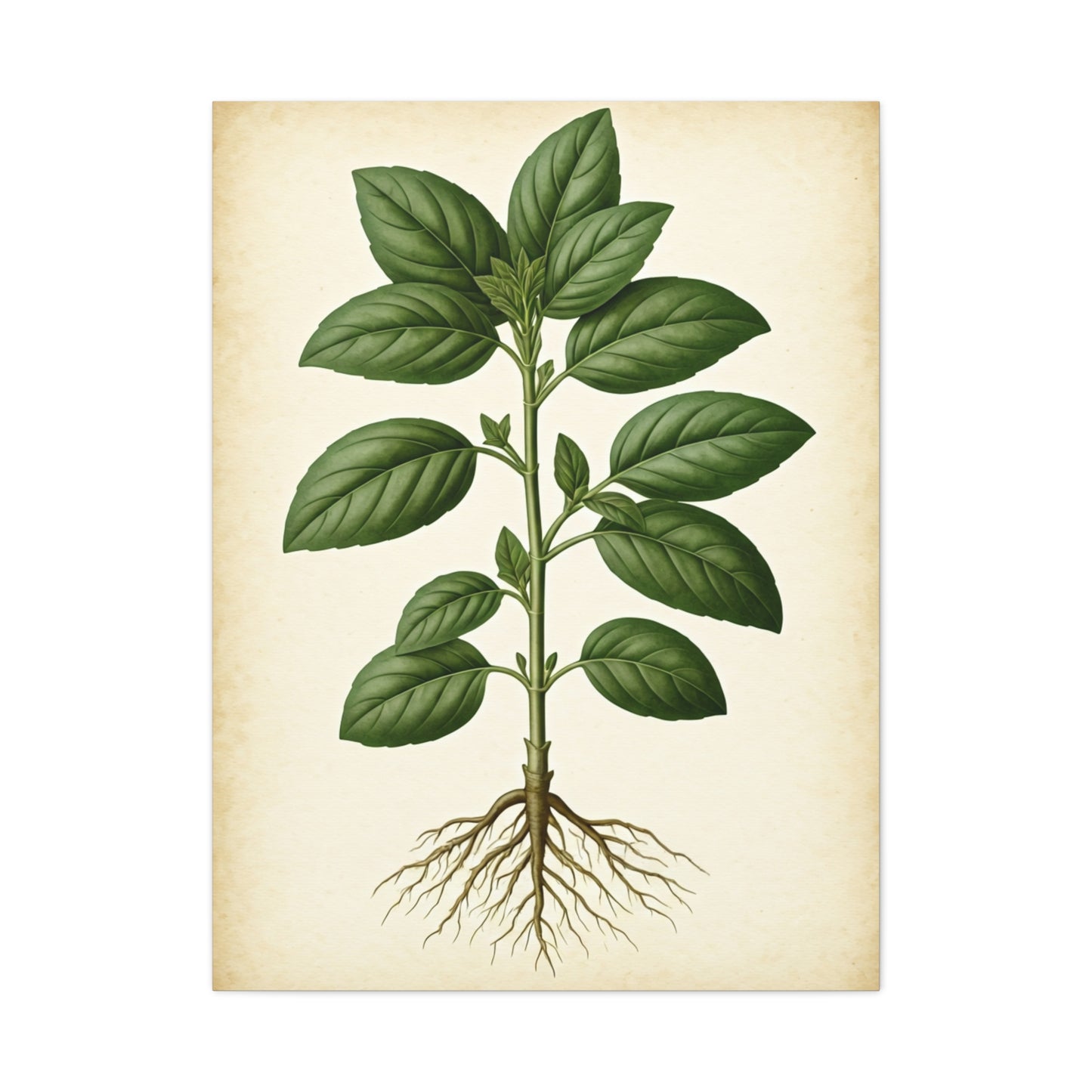 Basil Plant Herbal Illustration Wall Art & Canvas Prints