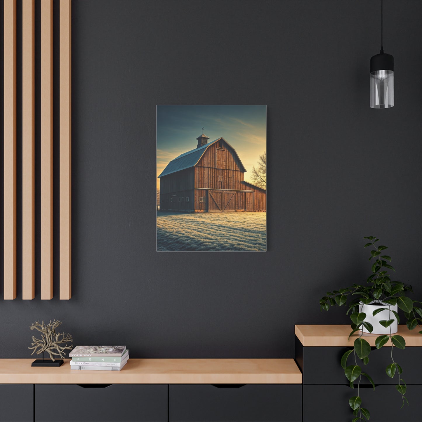 Frosted Dawn Wooden Barn Wall Art & Canvas Prints