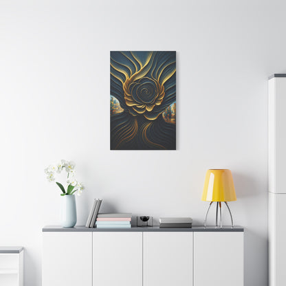Golden Midnight Spiral Bloom Wall Art & Canvas Prints
