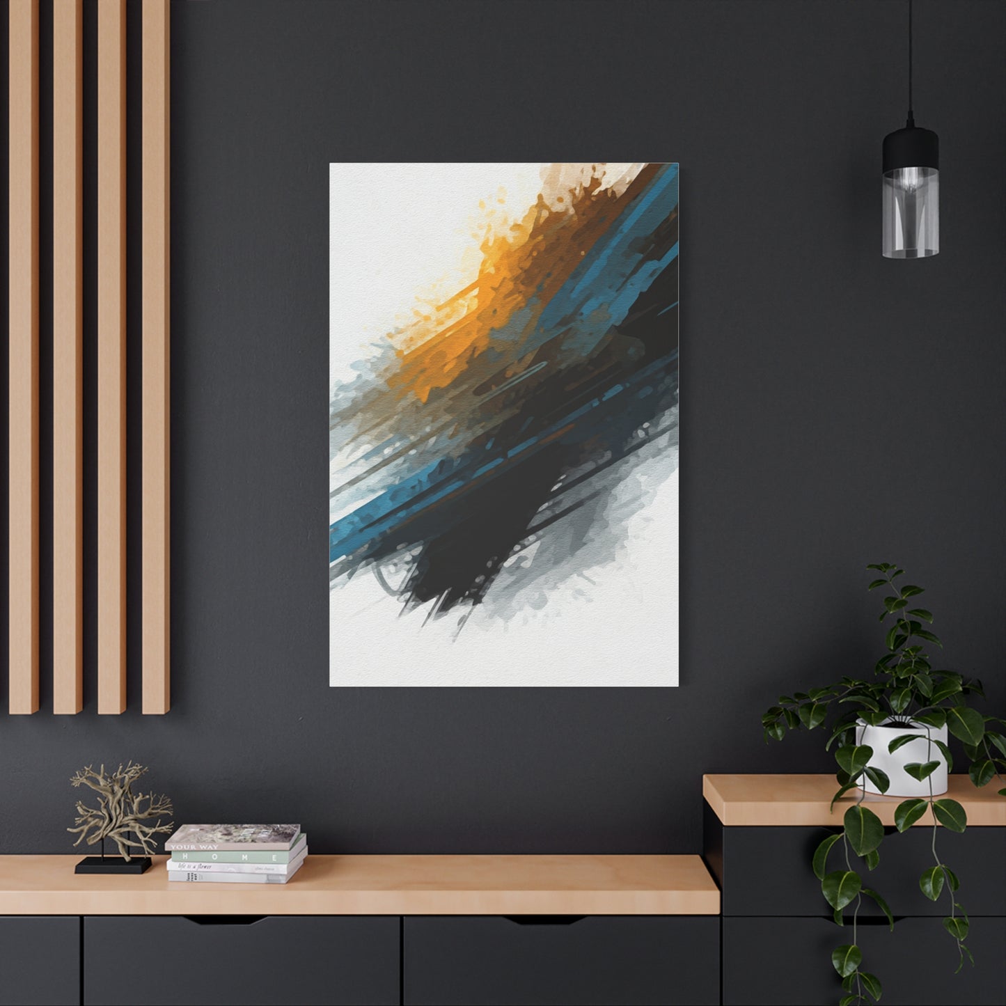 Gold and Blue Motion Abstract Wall Art & Canvas Prints