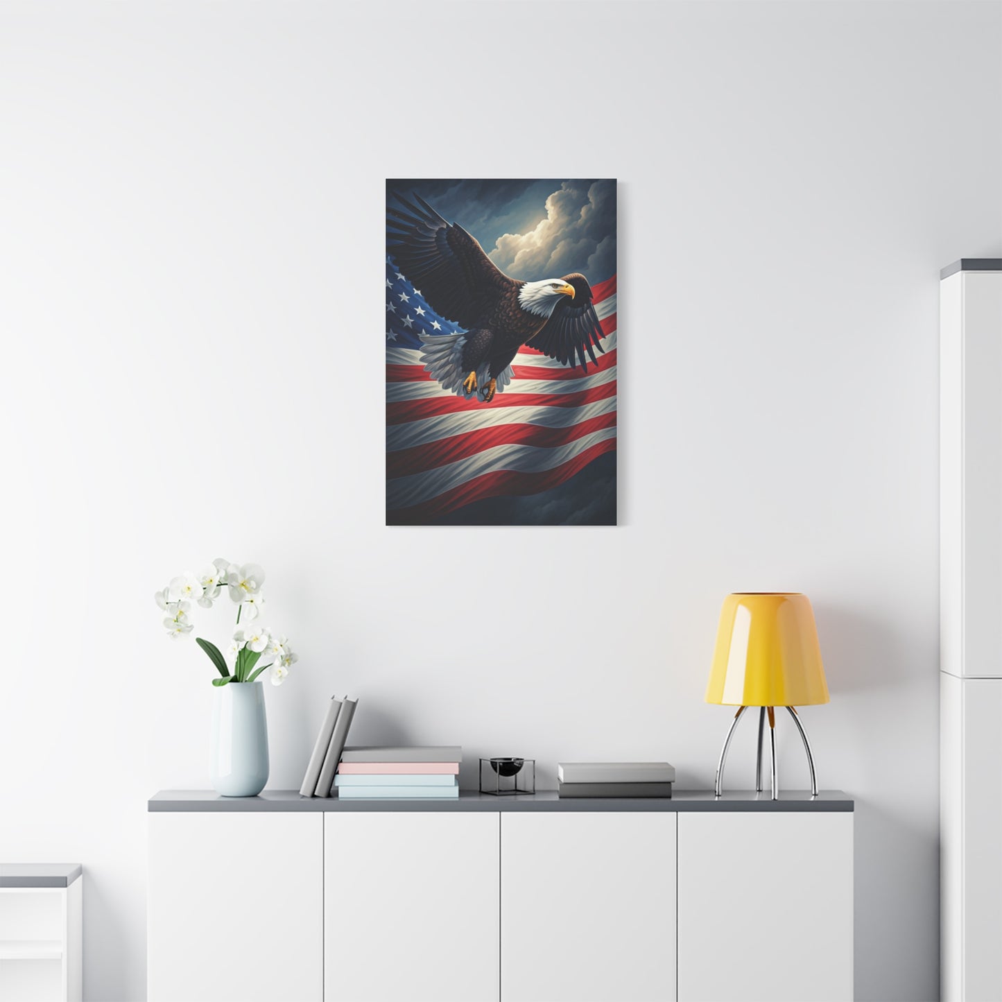 Eagle of Freedom Over the American Flag Wall Art & Canvas Prints