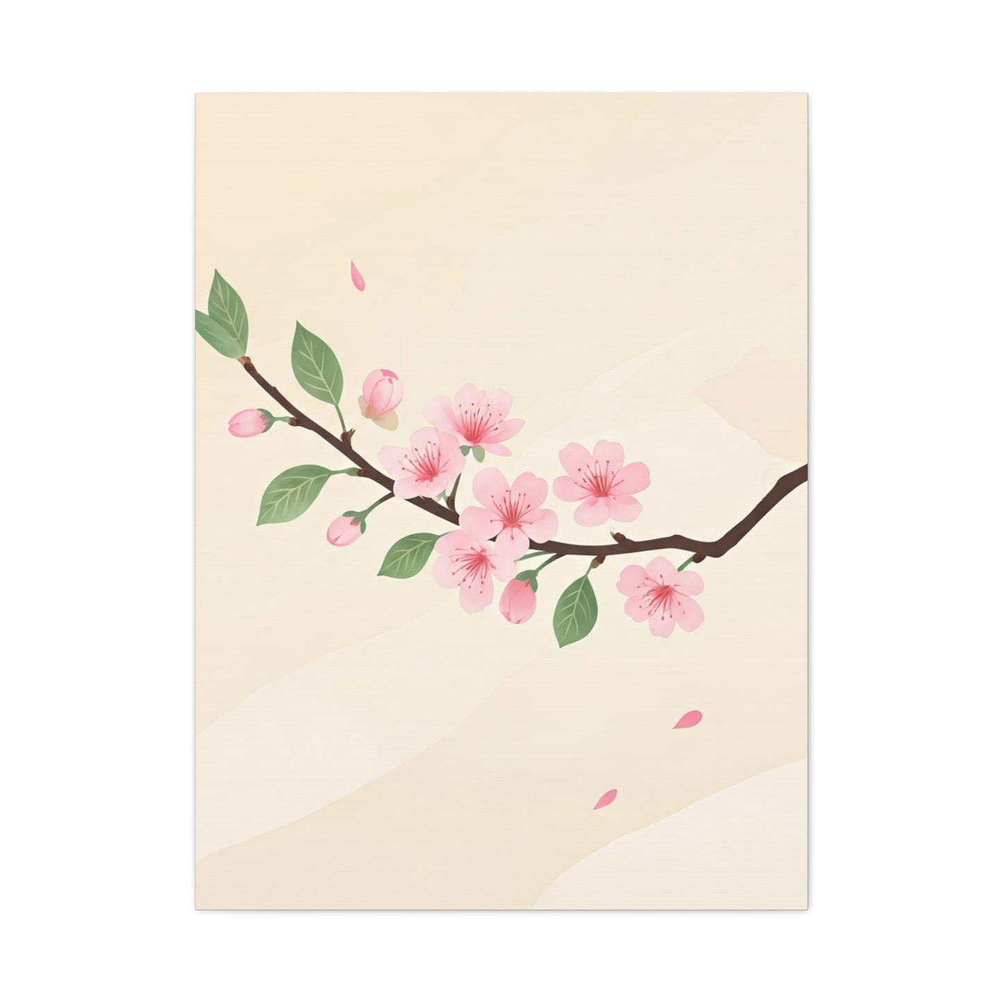 Minimal Sakura Branch Botanical Illustration Wall Art & Canvas Prints