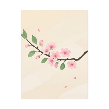 Minimal Sakura Branch Botanical Illustration Wall Art & Canvas Prints