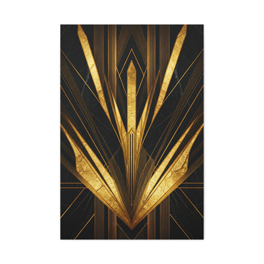 Black Marble Gold Deco Crown Wall Art & Canvas Prints