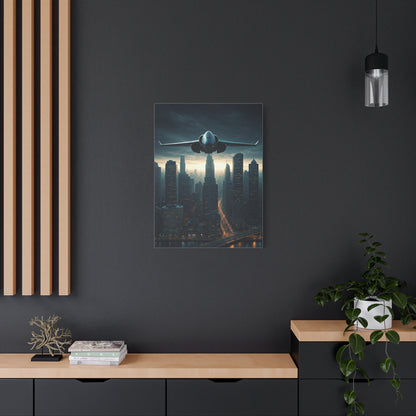 City Skyline Aircraft Journey Wall Art & Canvas Prints