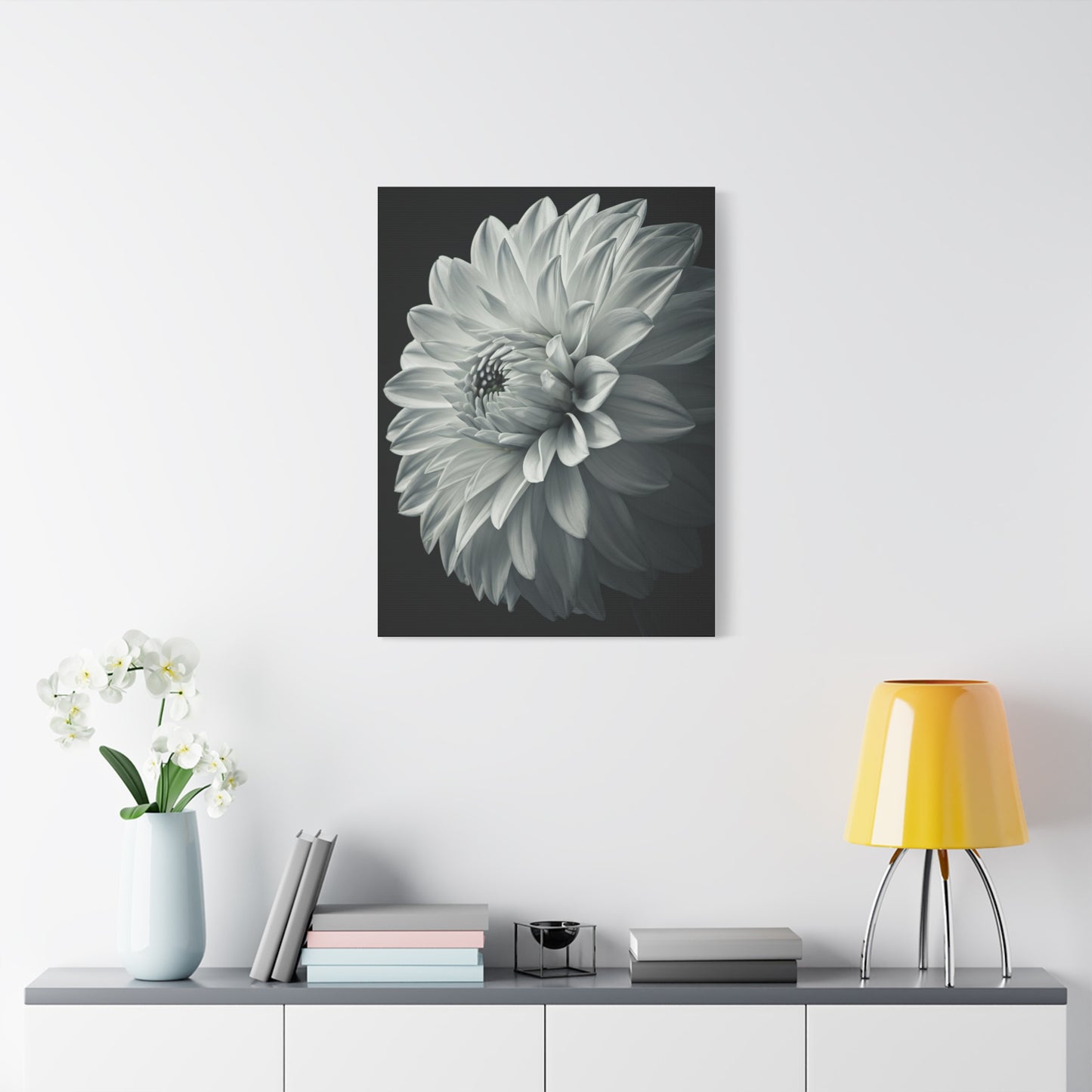 Silver Dahlia Blossom Wall Art & Canvas Prints