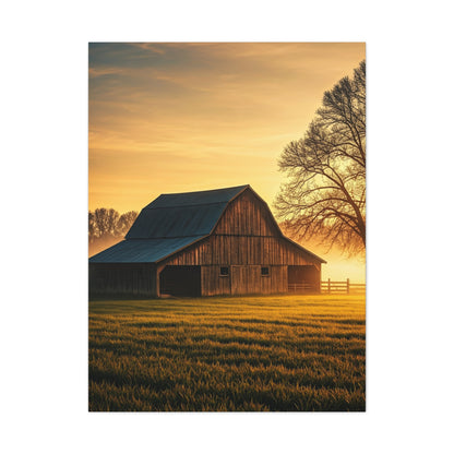 Golden Hour Farmstead Barn Wall Art & Canvas Prints