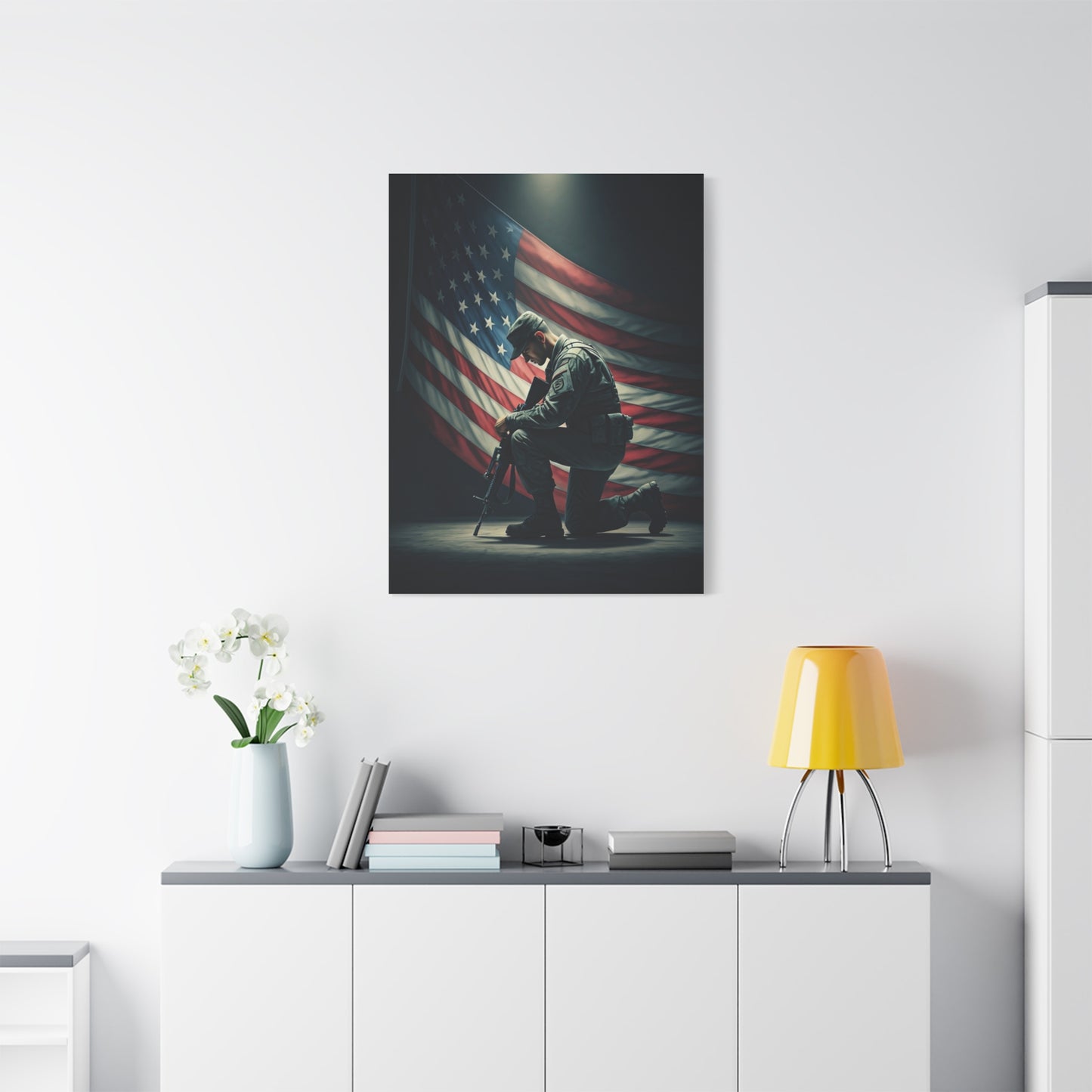 Kneeling Soldier Prayer Tribute Wall Art & Canvas Prints