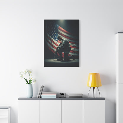 Kneeling Soldier Prayer Tribute Wall Art & Canvas Prints