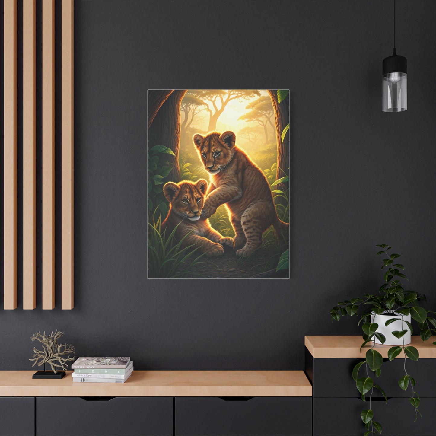 Lion Cubs in the Jungle Glow Wall Art & Canvas Prints