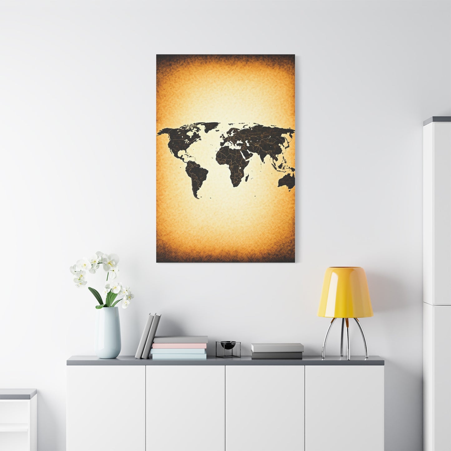 Minimal Black Silhouette World Map Wall Art & Canvas Prints
