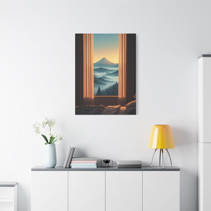 Mountain View Through Window Tranquil Interior Wall Art & Canvas Prints