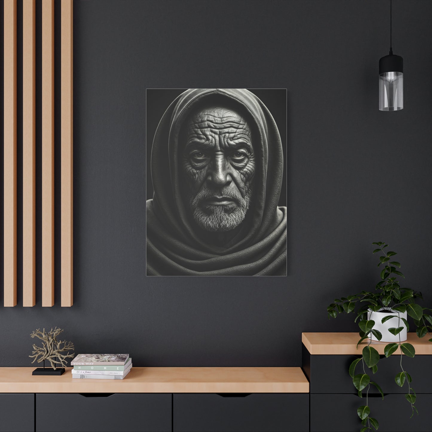 Hooded Elder with Timeless Expression Wall Art & Canvas Prints