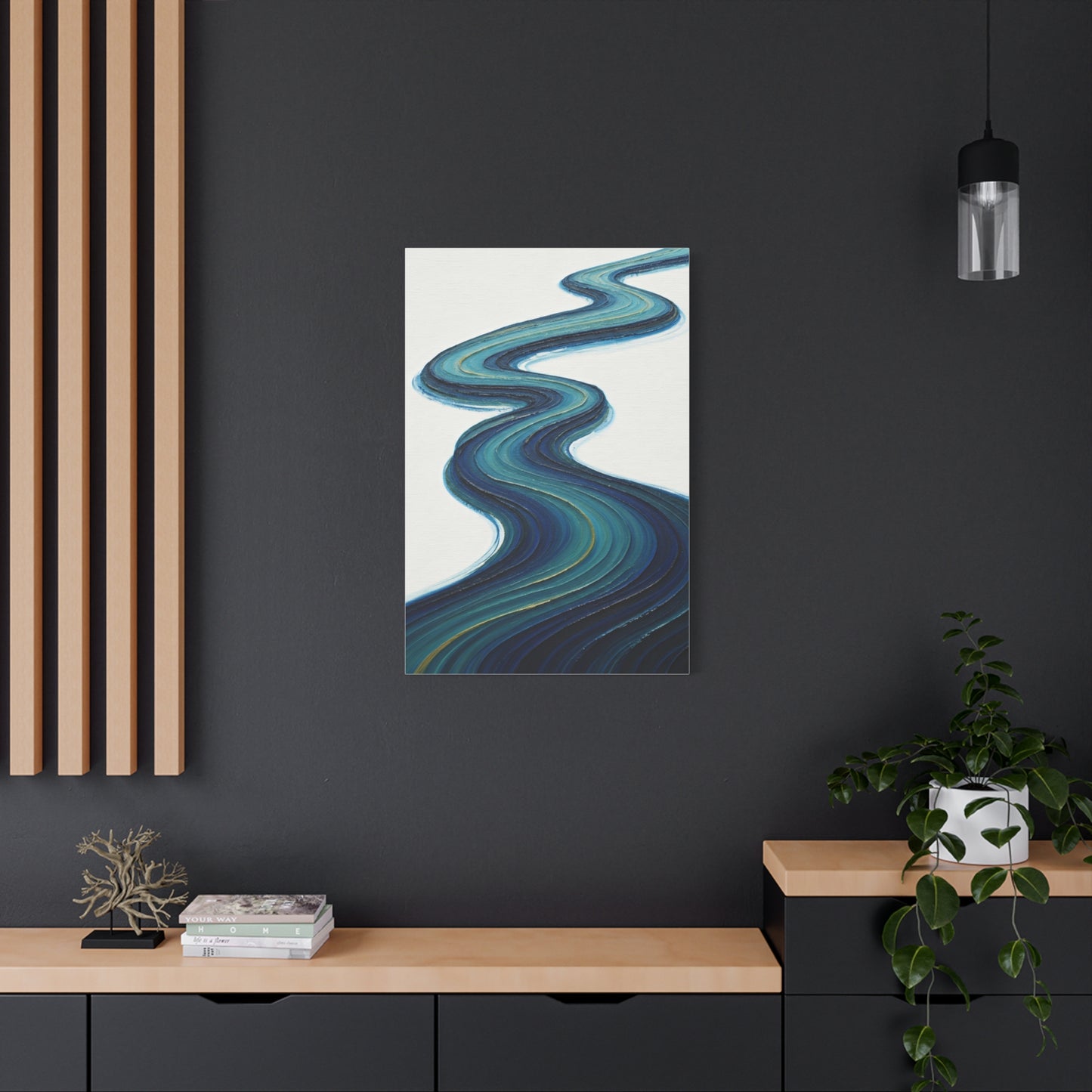 Serene Teal River Abstract Wall Art & Canvas Prints
