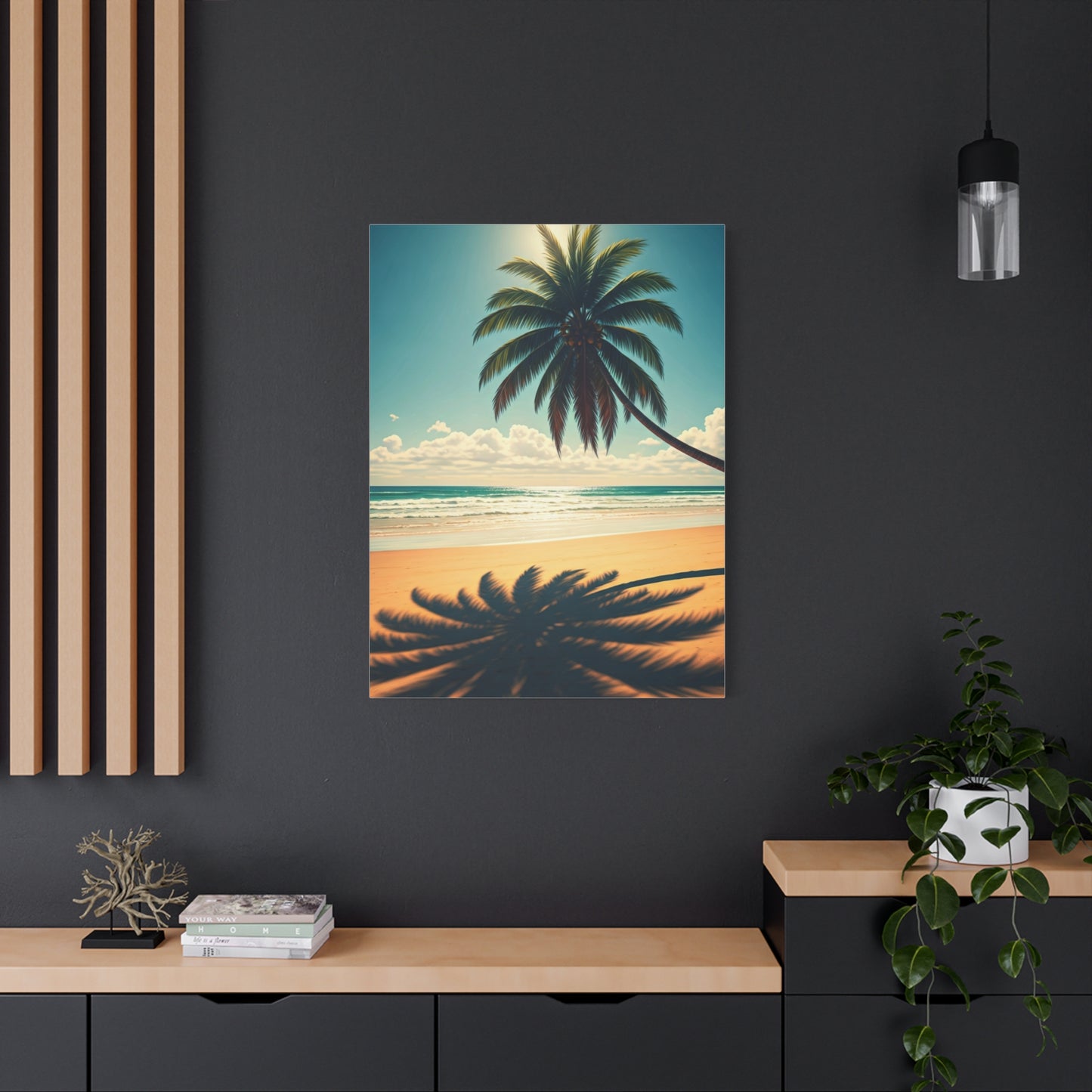 Palm Shadow Serenity Beach Wall Art & Canvas Prints