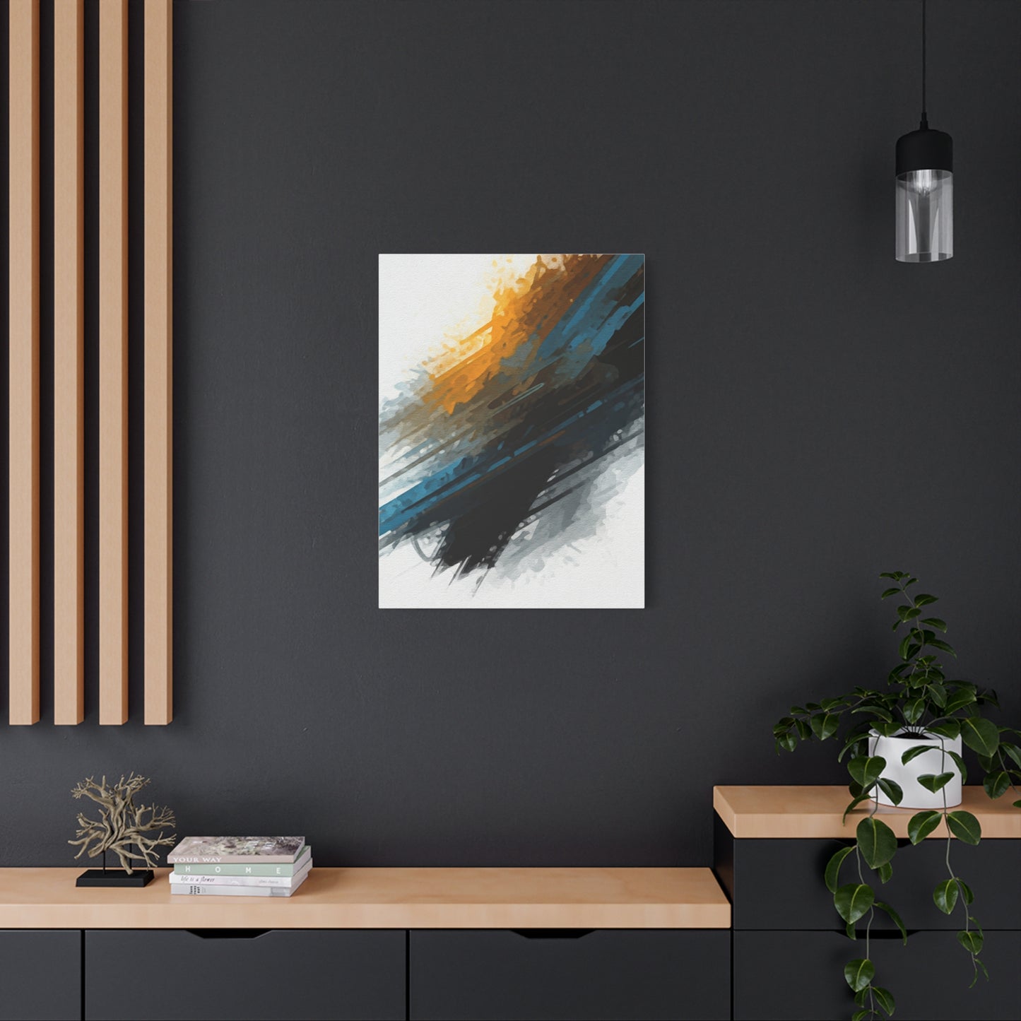 Gold and Blue Motion Abstract Wall Art & Canvas Prints