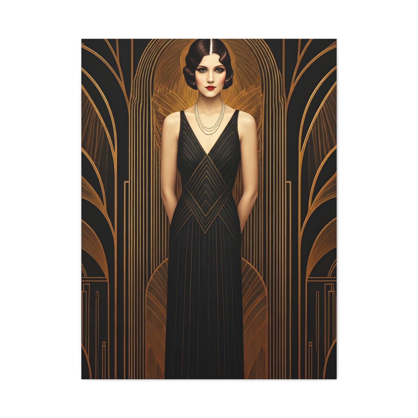 Midnight Deco Portrait Lady Wall Art & Canvas Prints