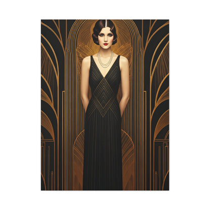 Midnight Deco Portrait Lady Wall Art & Canvas Prints