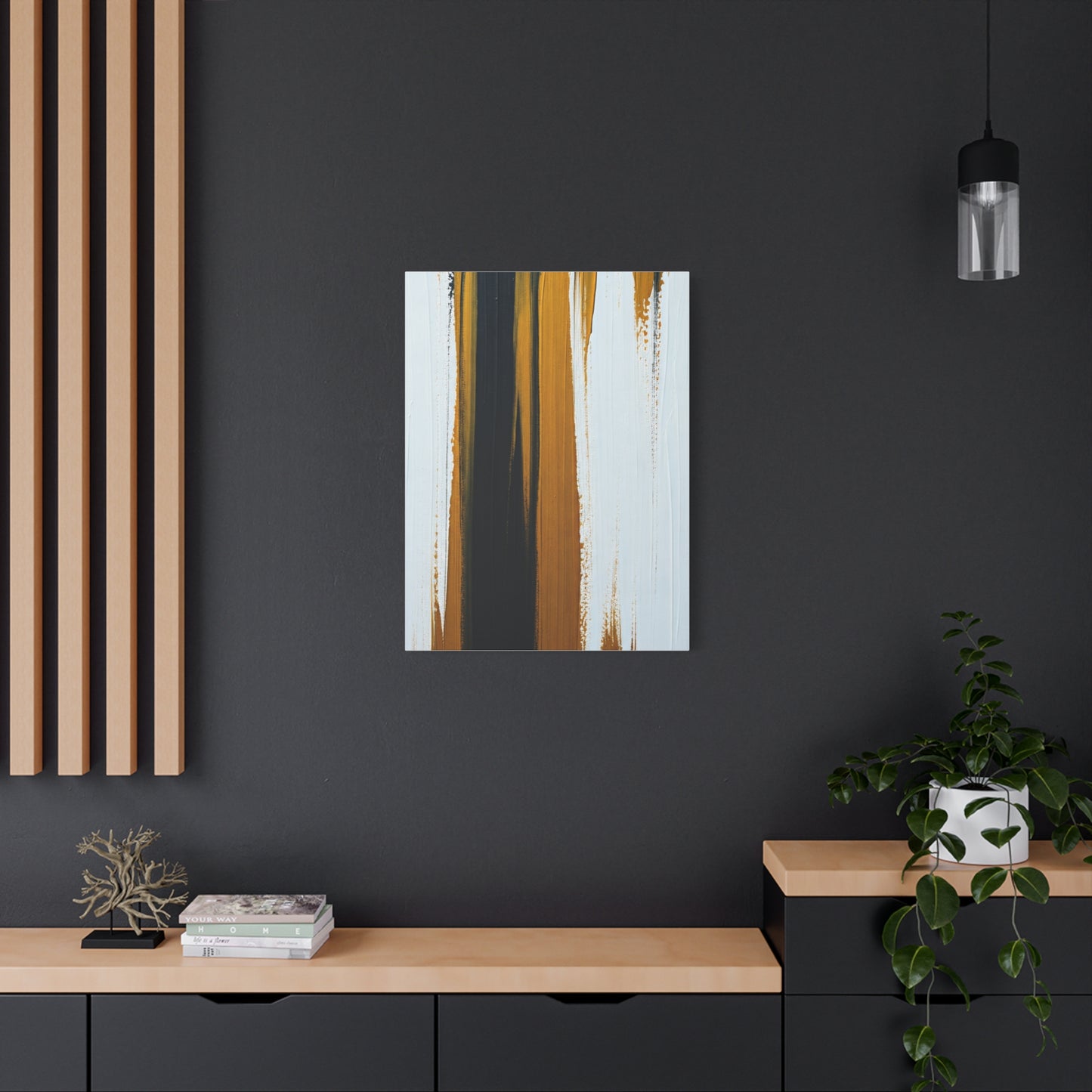 Vertical Gold and Black Abstract Wall Art & Canvas Prints