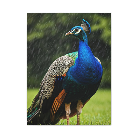 Majestic Peacock in the Rain Wall Art & Canvas Prints