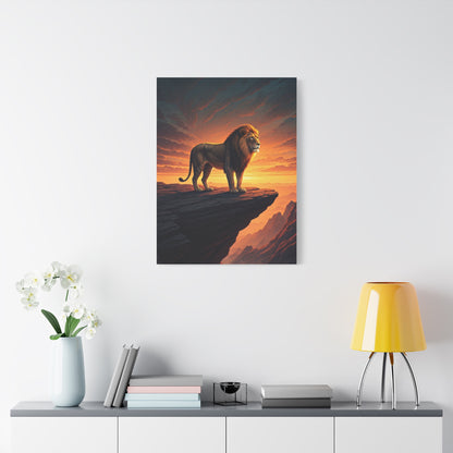Lion King on Cliff at Sunset Wall Art & Canvas Prints