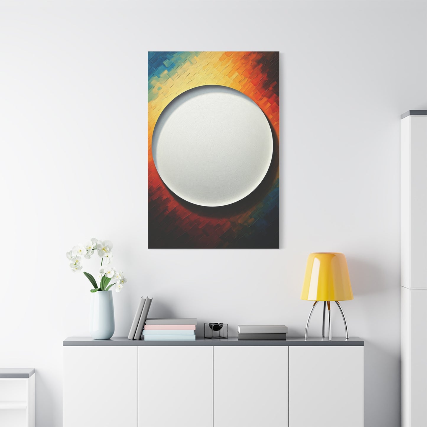 Celestial White Orb Modern Abstract Wall Art & Canvas Prints