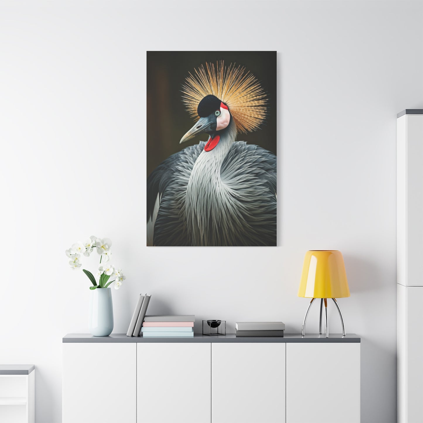 Regal Crowned Crane Portrait Wall Art & Canvas Prints