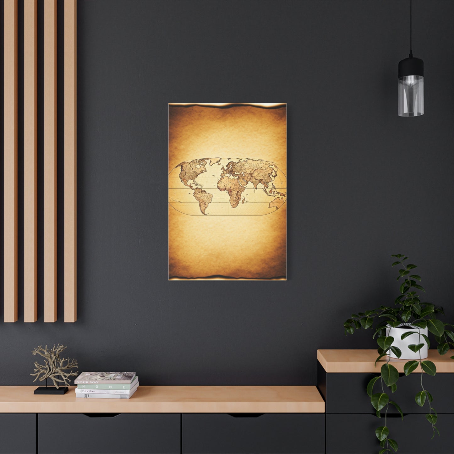 Modern Vintage Silhouette World Map Wall Art & Canvas Prints