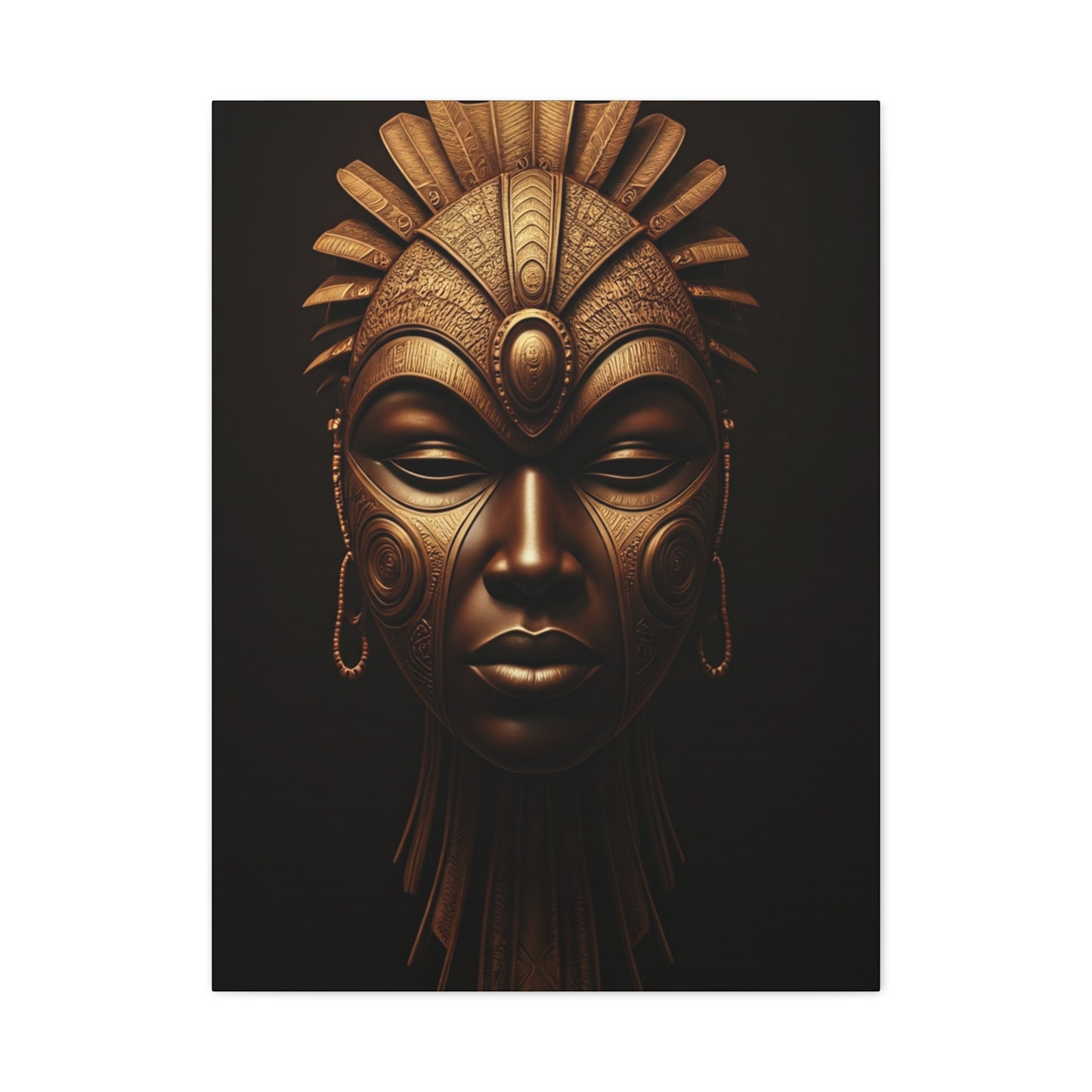 Golden Tribal Goddess Mask Wall Art & Canvas Prints