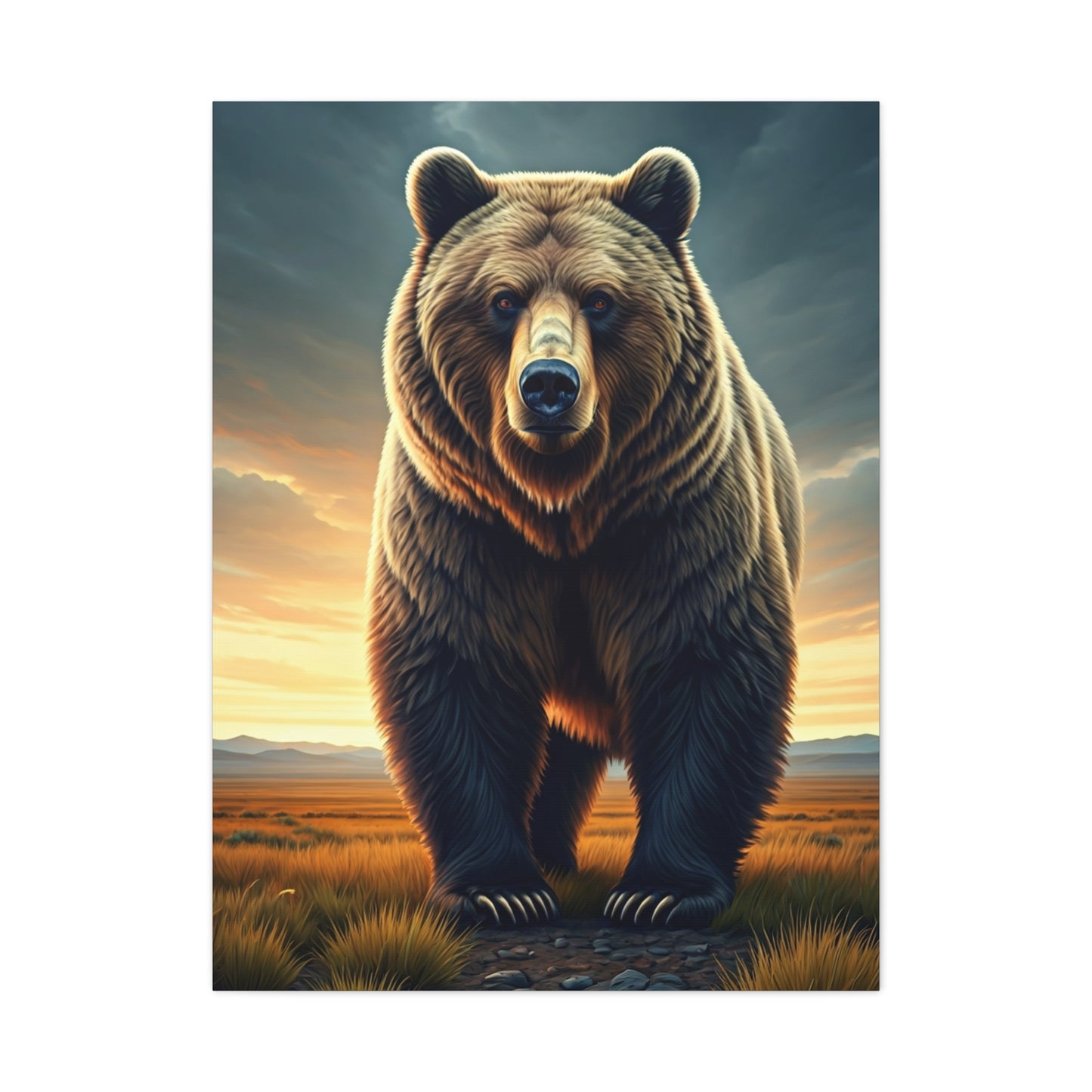 Golden Sunset Bear Landscape Wall Art & Canvas Prints