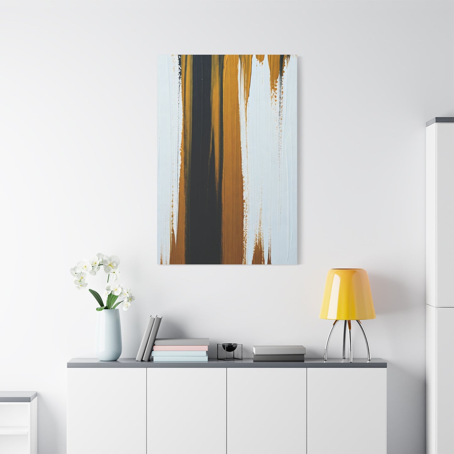 Vertical Gold and Black Abstract Wall Art & Canvas Prints