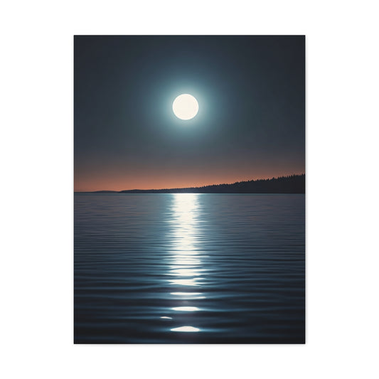 Moonlit Reflection Over Silent Waters Wall Art & Canvas Prints